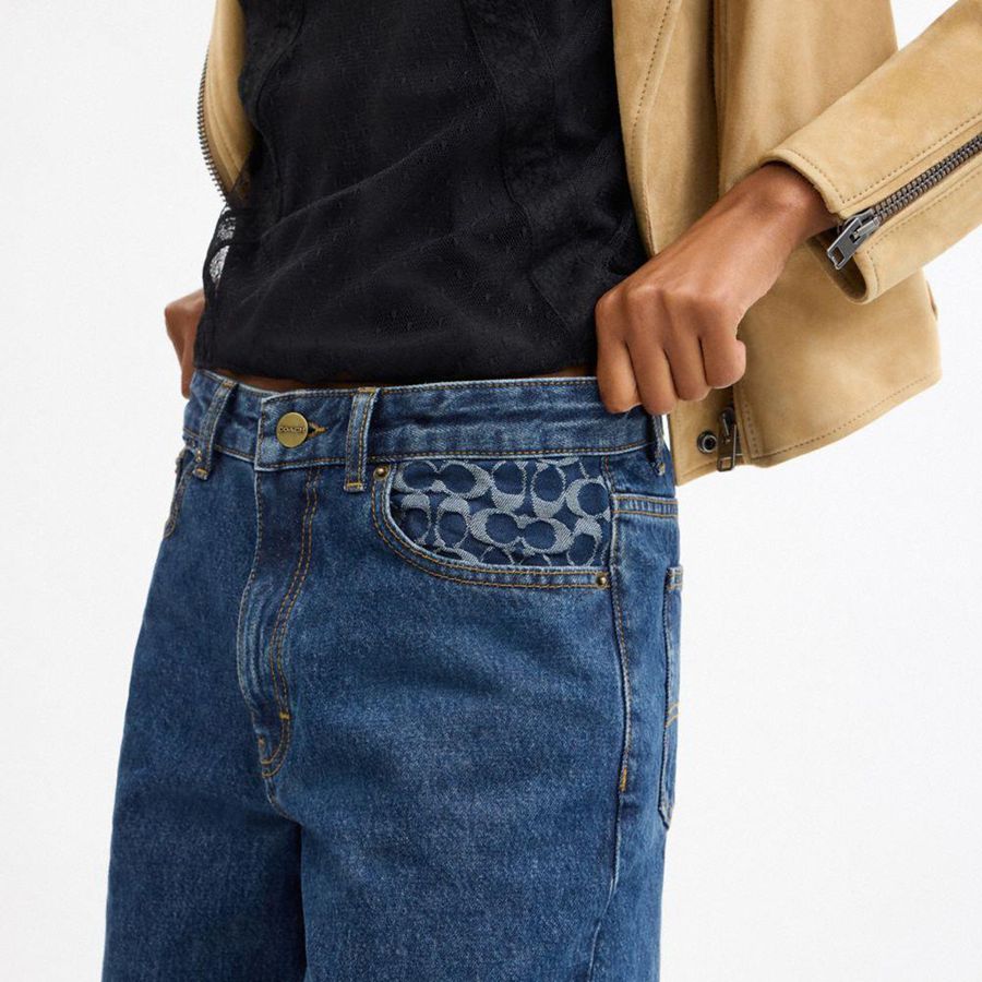 COACH® Baggy Denim Women Pants Blue | UZSY32541