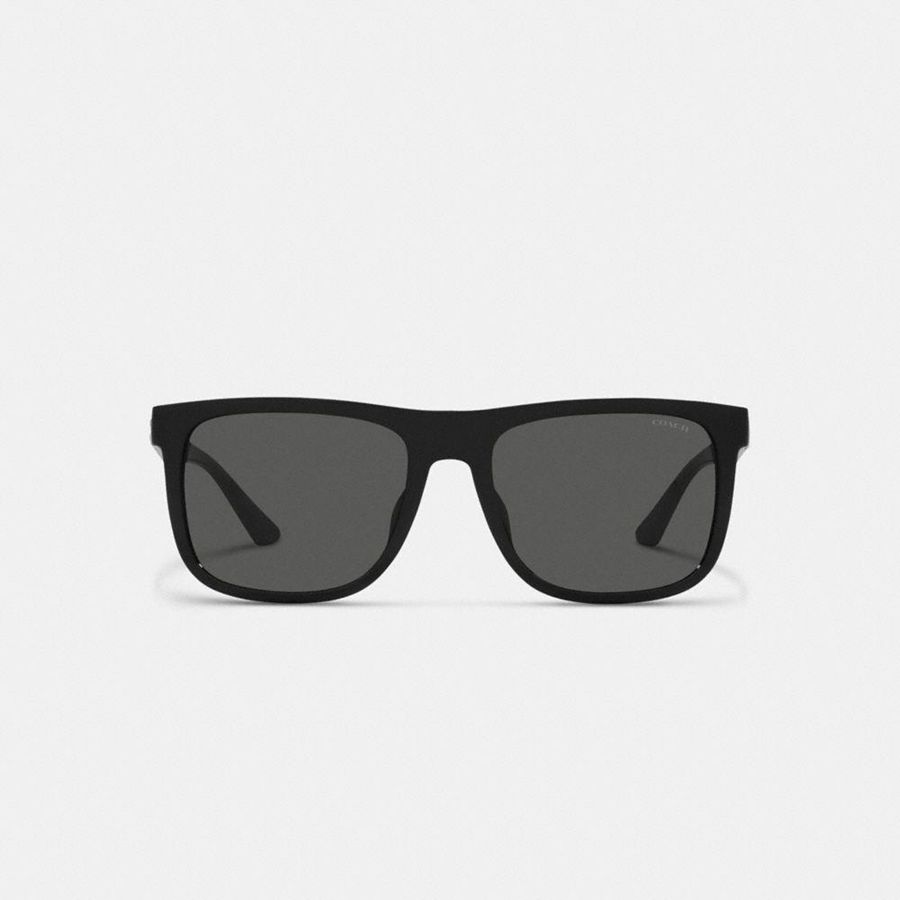 COACH® Beveled Signature Flat Top Square Women Sunglasses Black | YSCX24590