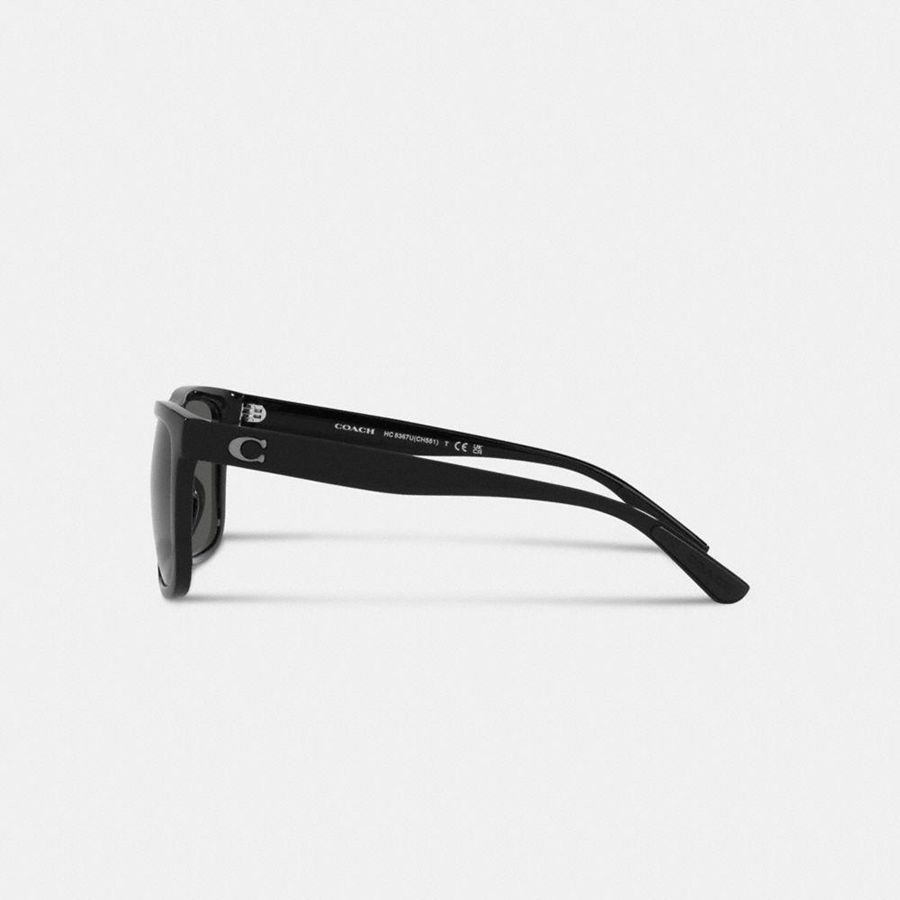 COACH® Beveled Signature Flat Top Square Women Sunglasses Black | YSCX24590
