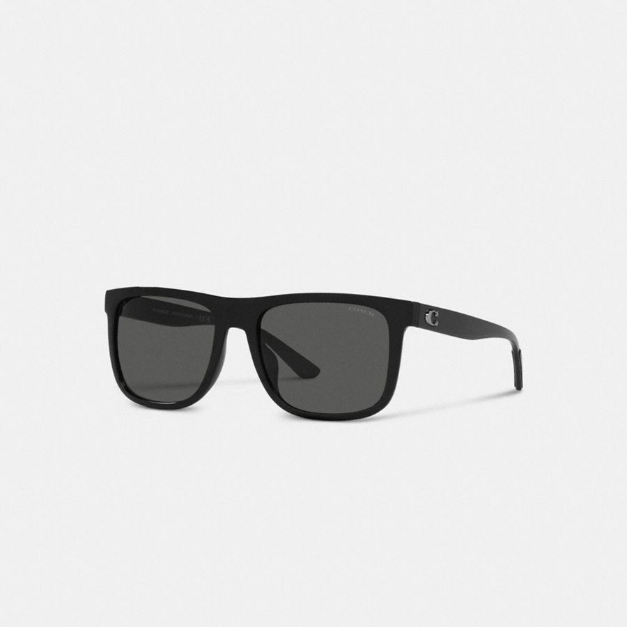 COACH® Beveled Signature Flat Top Square Women Sunglasses Black | YSCX24590