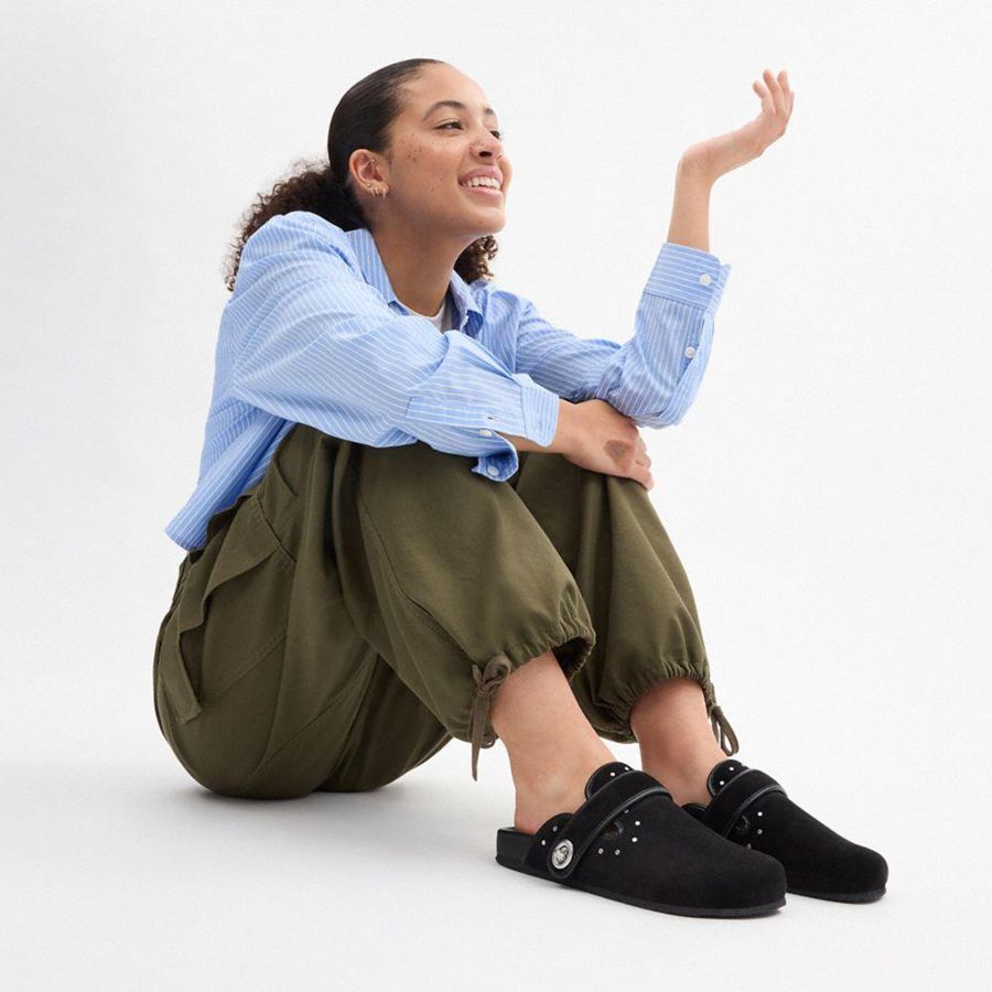 COACH® Blake Clog With Rivets Women Loafers Black | YTSE20576