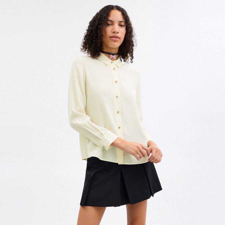 COACH® Blouse Women Shirt White | QWUL34169