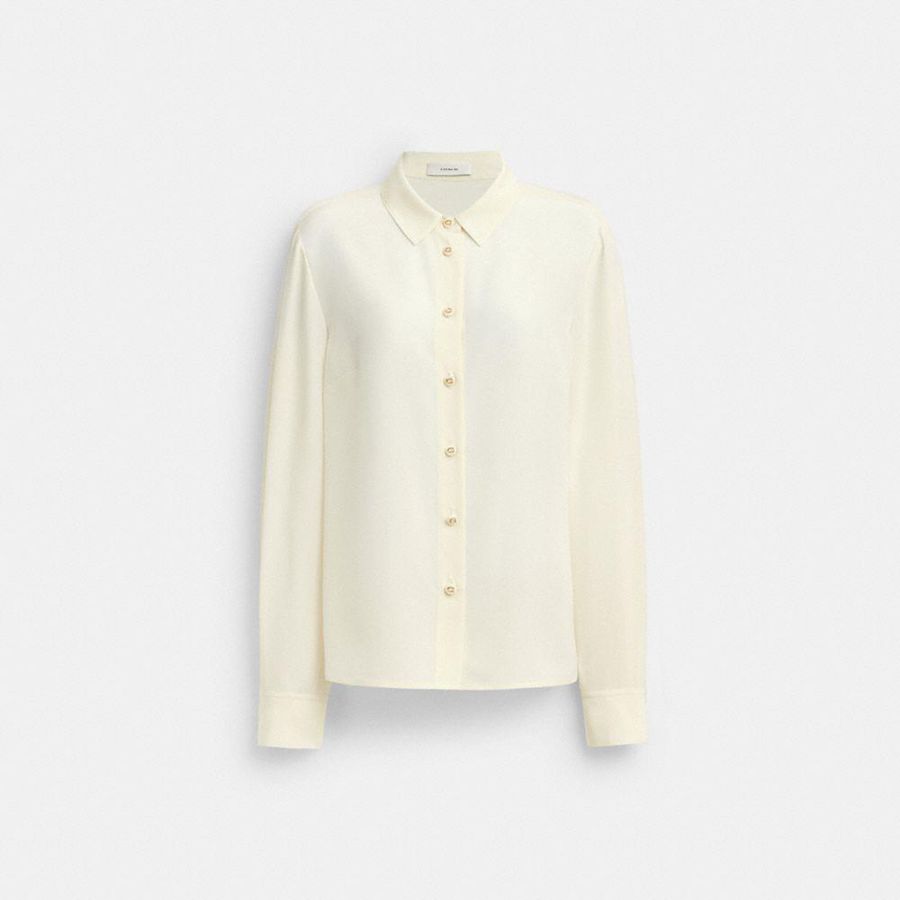 COACH® Blouse Women Shirt White | QWUL34169