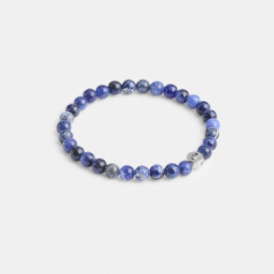 COACH® Blue Sodalite Beaded Bracelet Men Jewelry Blue | GVBQ92406