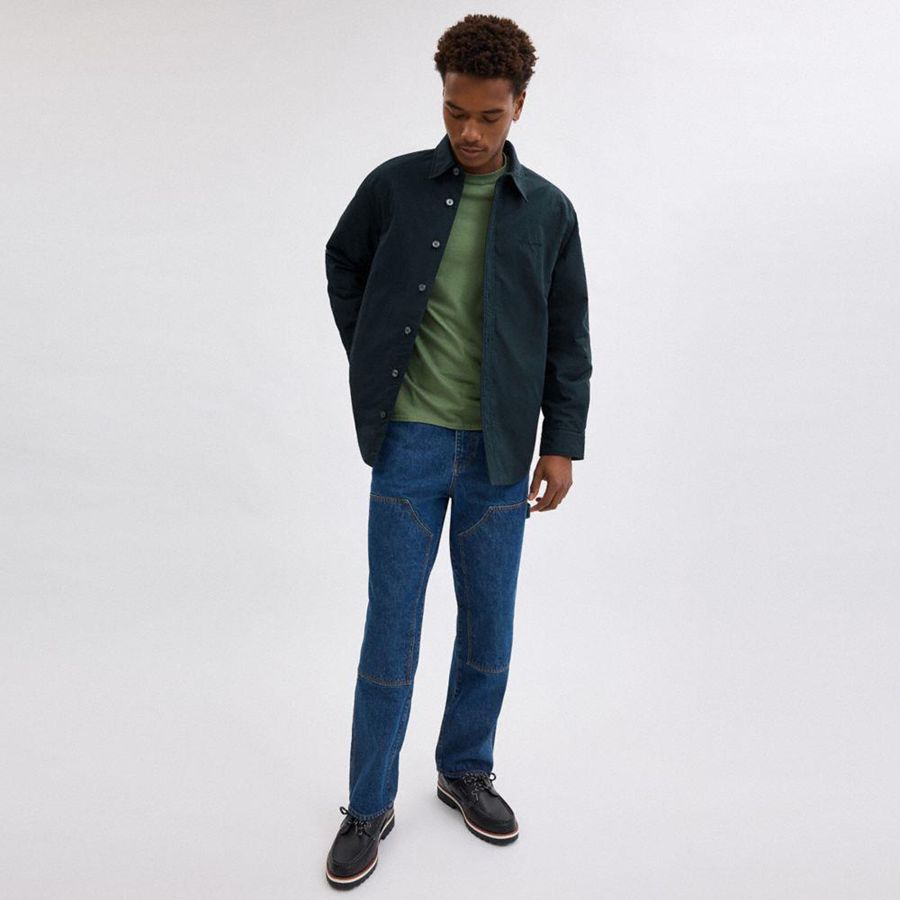 COACH® Button Up Shirt Men Jacket Navy | RHKG04216