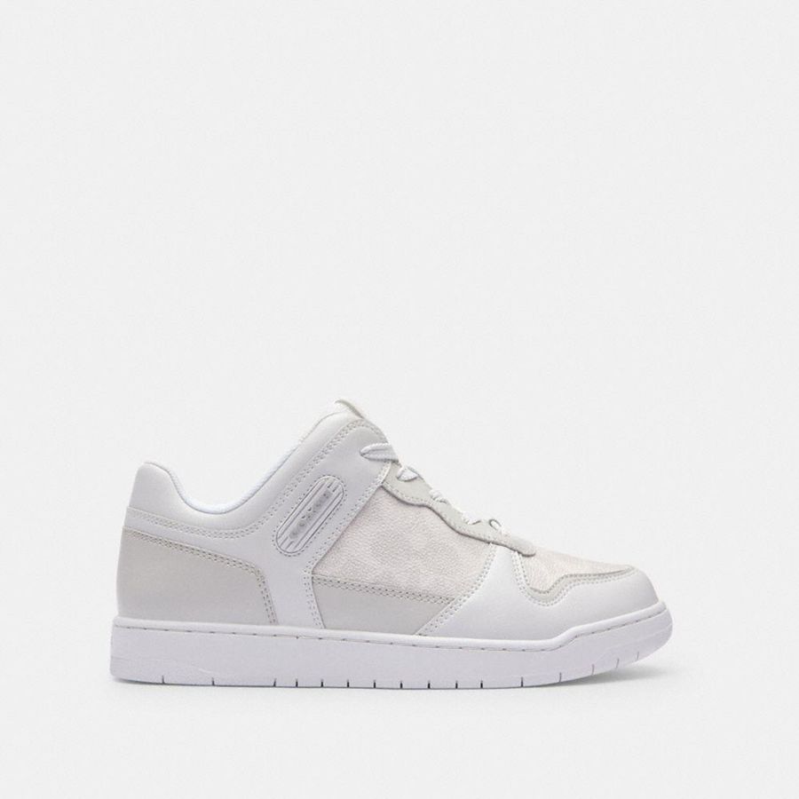 COACH® C201 Low Top In Signature Canvas Women Sneakers White | XYJP23107