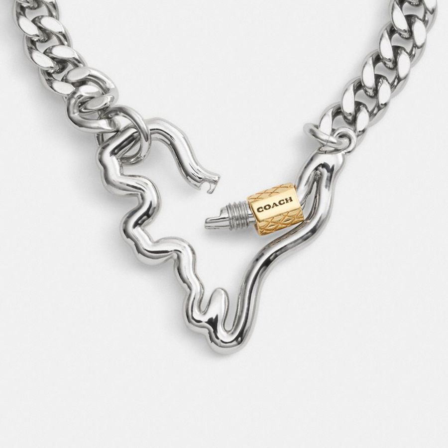 COACH® Carabiner Rexy Curb Chain Bracelet Women Jewelry Silver | QGJX83075