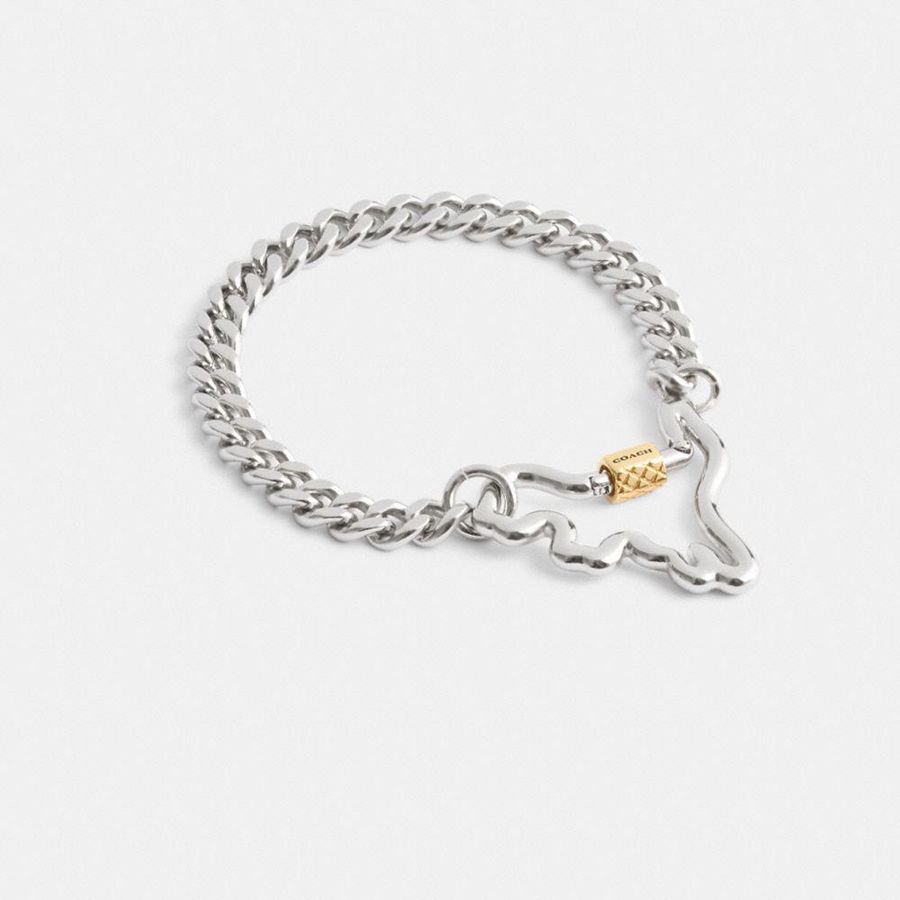COACH® Carabiner Rexy Curb Chain Bracelet Women Jewelry Silver | QGJX83075