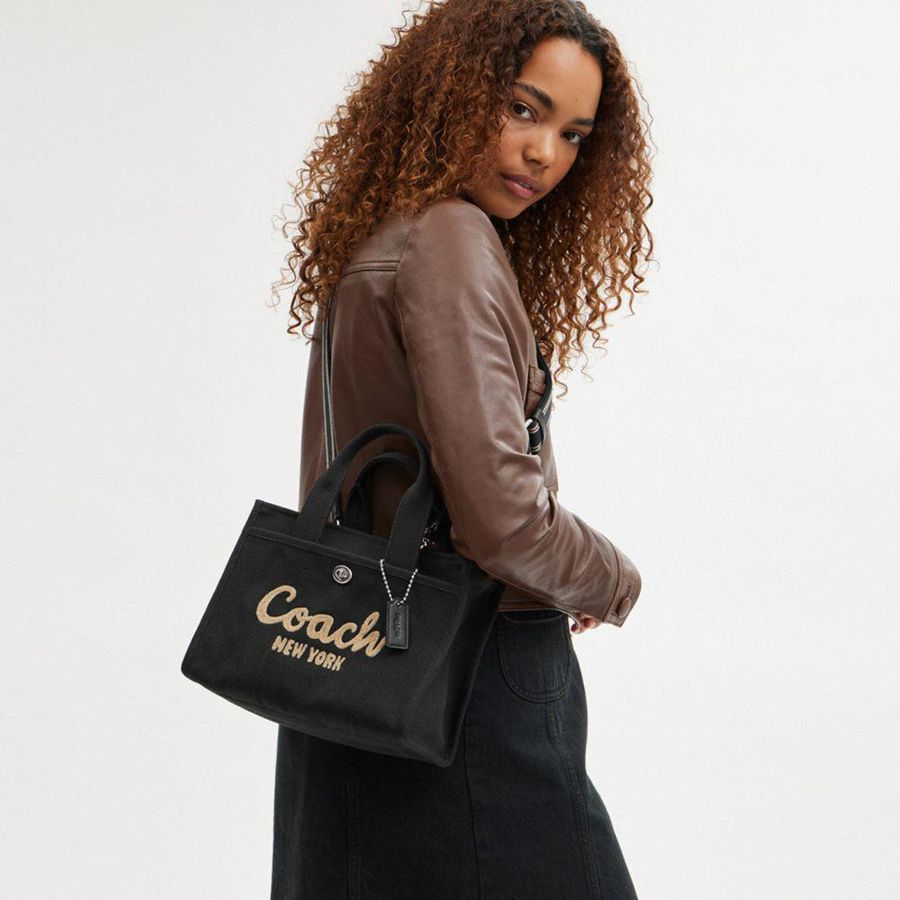COACH® Cargo 26 Women Tote Bags Black | LWJB37526