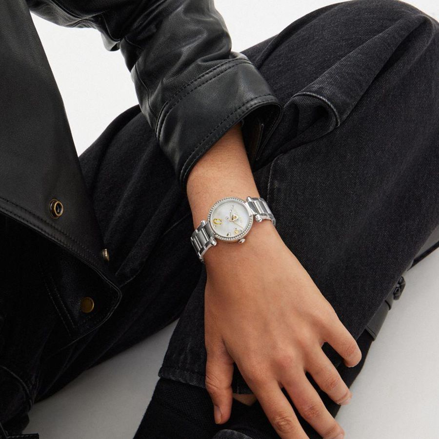COACH® Cary, 34 Mm Women Watches Silver | ILAO54093