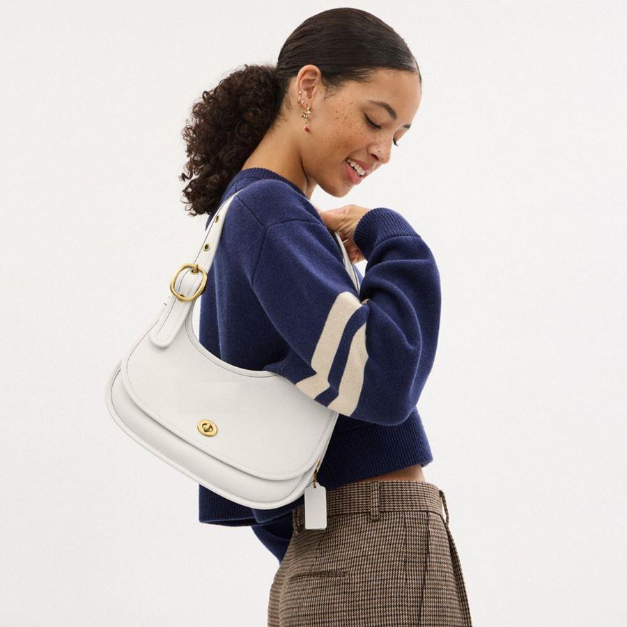 COACH® Cashin Carry Crescent Women Hobo Bag White | PERX58937