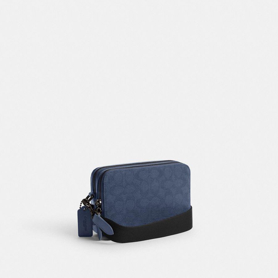 COACH® Charter 19 In Signature Canvas Jacquard Men Crossbody Bag Blue | ZYWF61832