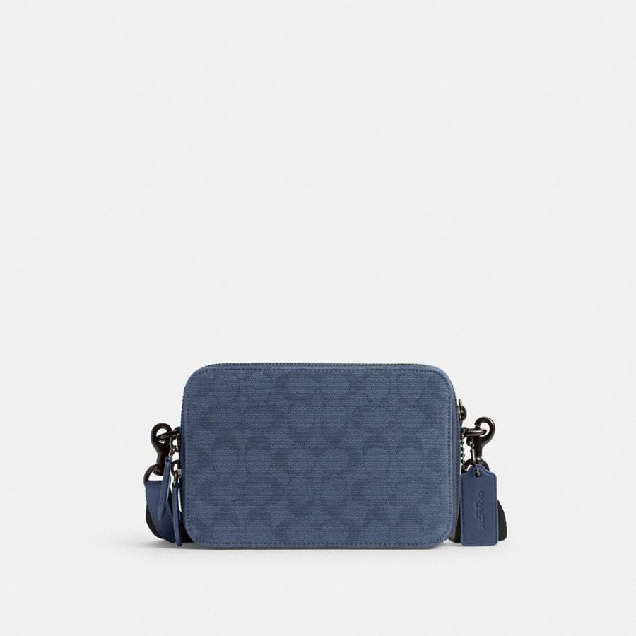 COACH® Charter 19 In Signature Canvas Jacquard Men Crossbody Bag Blue | ZYWF61832