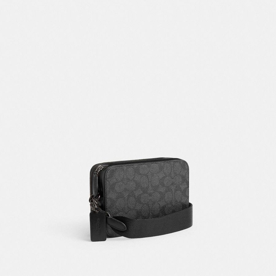 COACH® Charter 19 In Signature Canvas With Coach Graphic Men Crossbody Bag Grey | GDNE06914