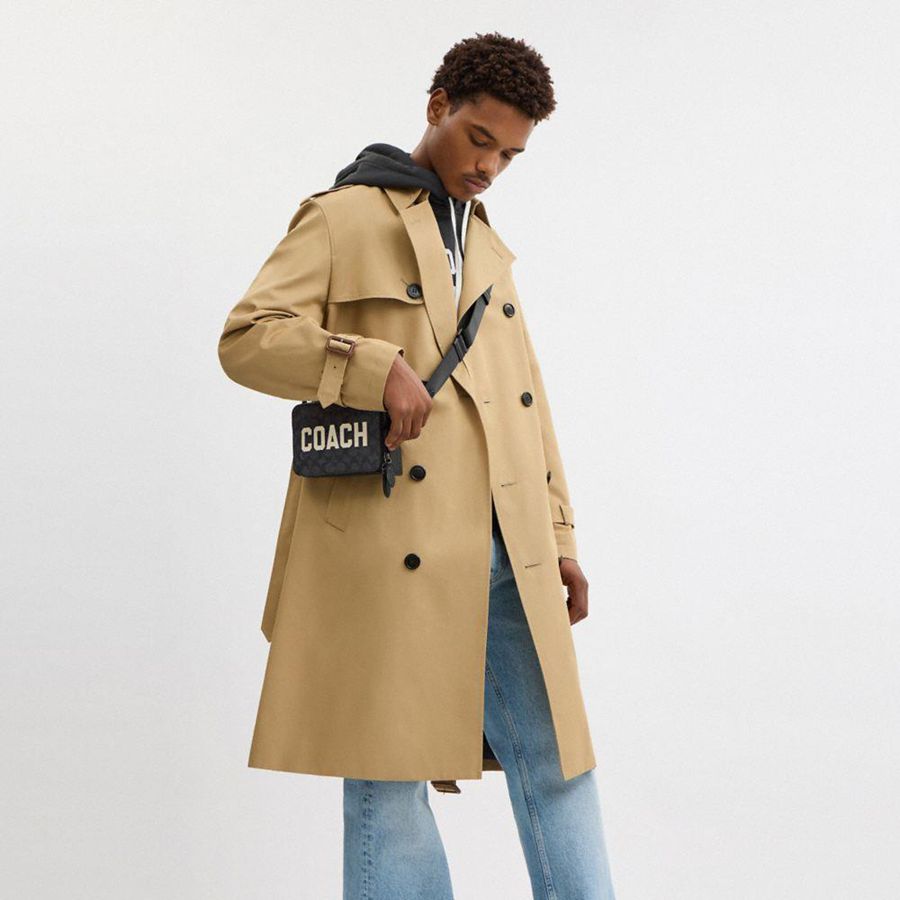 COACH® Charter 19 In Signature Canvas With Coach Graphic Men Crossbody Bag Grey | GDNE06914