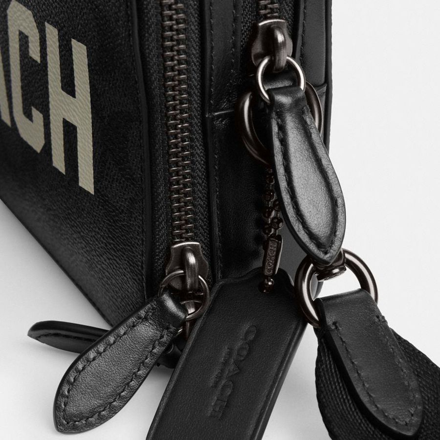 COACH® Charter 19 In Signature Canvas With Coach Graphic Men Crossbody Bag Grey | GDNE06914