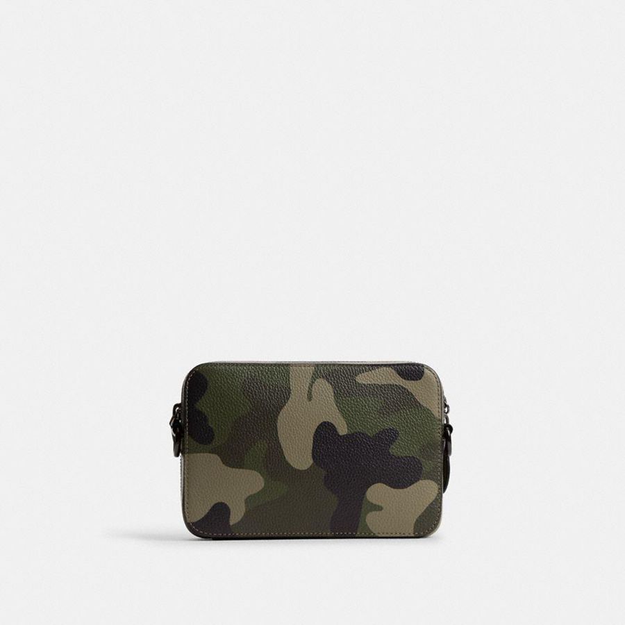 COACH® Charter 19 With Camo Print And Coach Graphic Men Crossbody Bag Green | RPXH57120