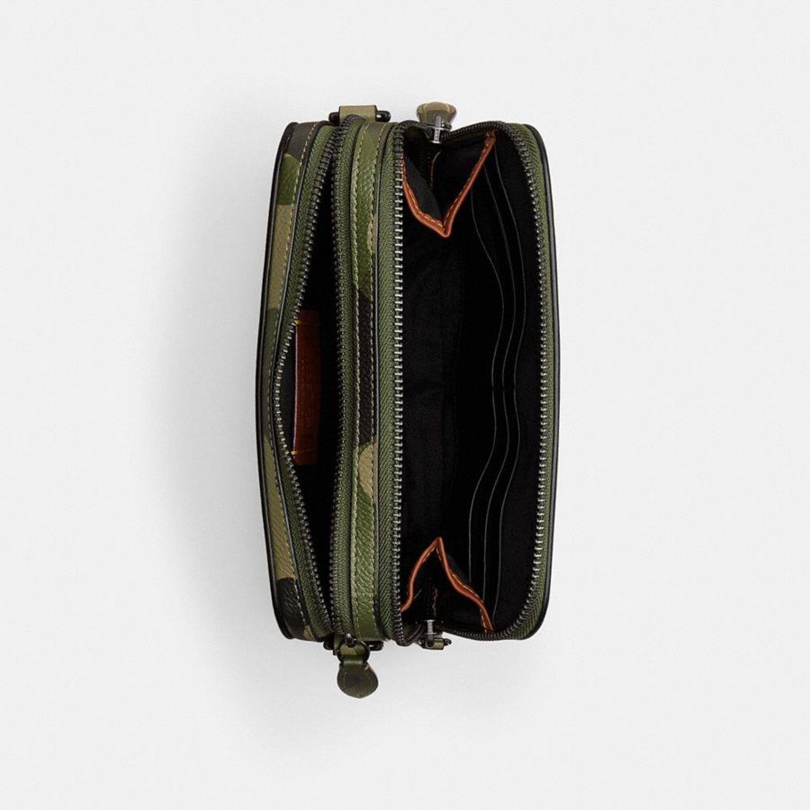 COACH® Charter 19 With Camo Print And Coach Graphic Men Crossbody Bag Green | RPXH57120