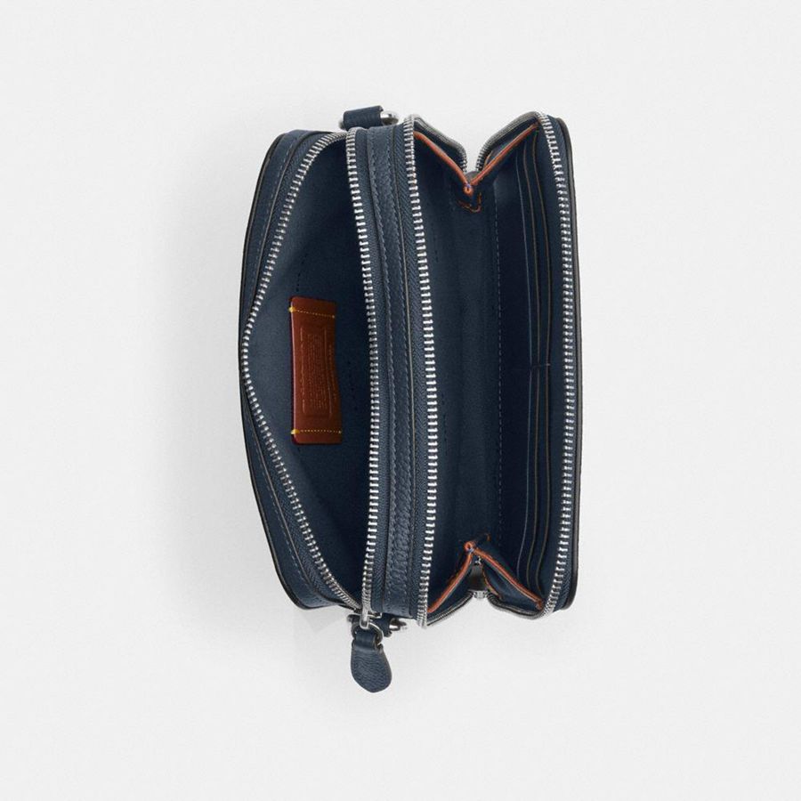 COACH® Charter 19 With Coach Graphic Men Crossbody Bag Navy | WKDM76845