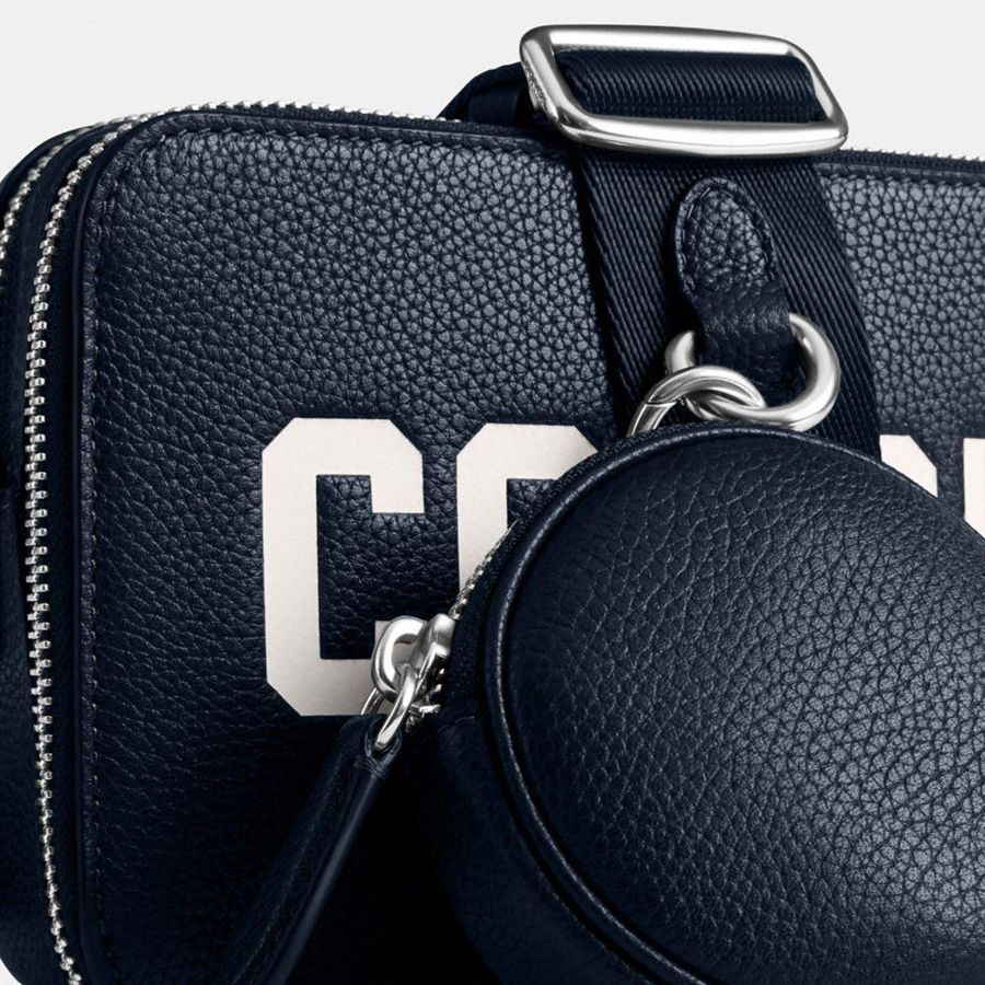 COACH® Charter 19 With Coach Graphic Men Crossbody Bag Navy | WKDM76845