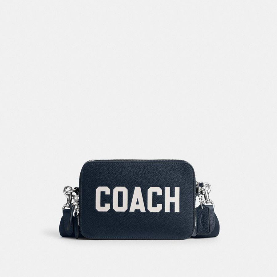 COACH® Charter 19 With Coach Graphic Men Crossbody Bag Navy | WKDM76845