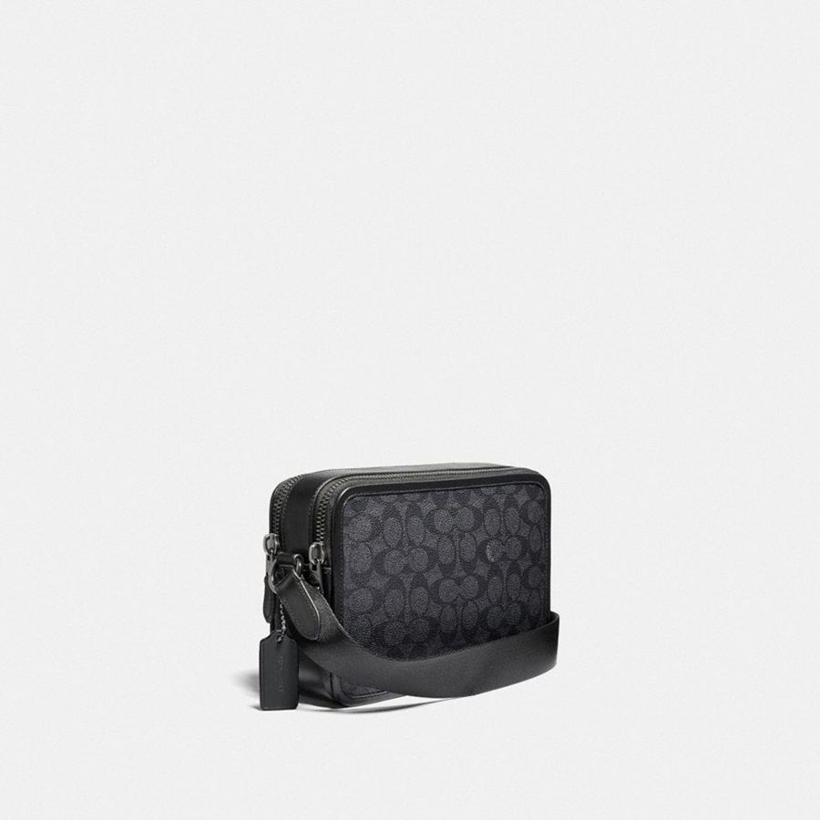 COACH® Charter 24 In Signature Canvas Men Crossbody Bag Grey | RPUI08936