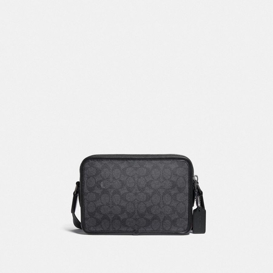 COACH® Charter 24 In Signature Canvas Men Crossbody Bag Grey | RPUI08936