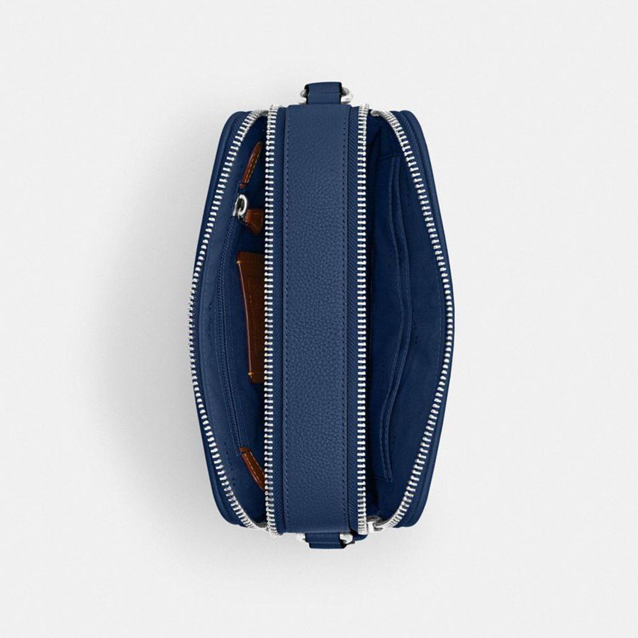 COACH® Charter 24 With Coach Graphic Men Crossbody Bag Blue | HICW46152