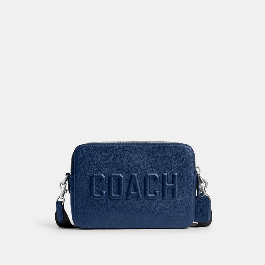 COACH® Charter 24 With Coach Graphic Men Crossbody Bag Blue | HICW46152
