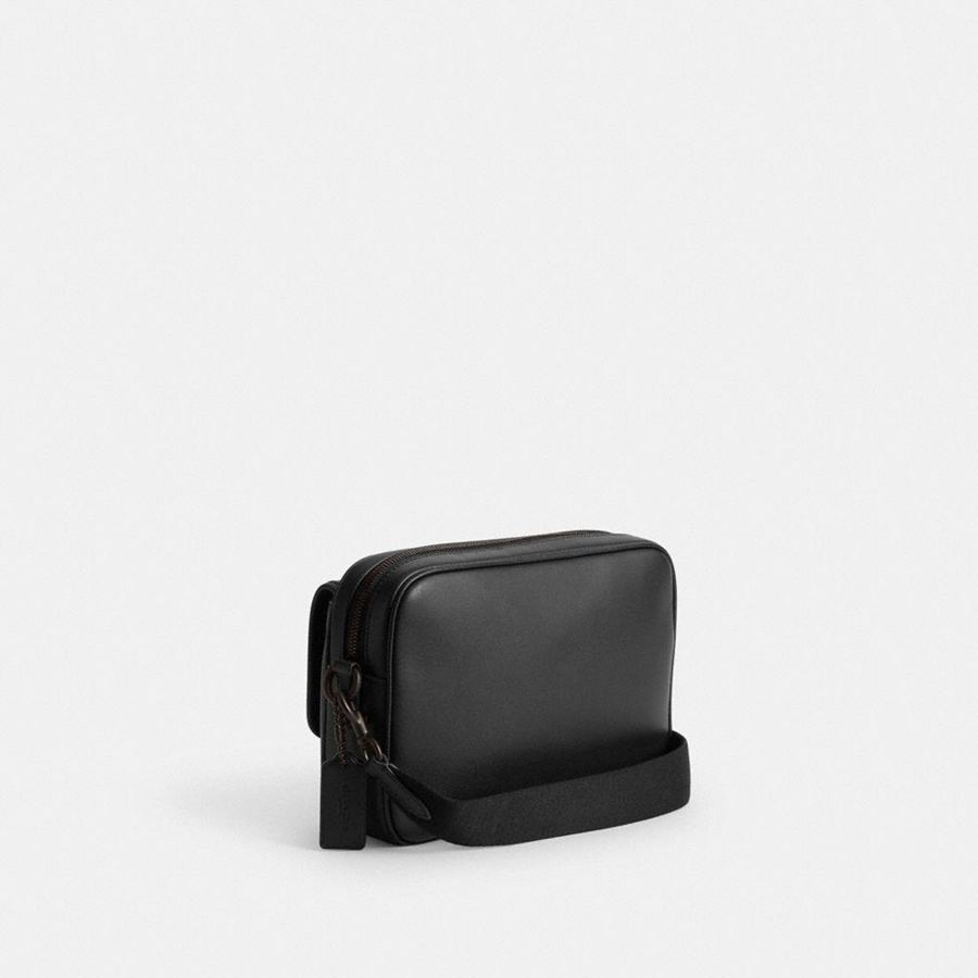 COACH® Charter Flap 24 Men Crossbody Bag Black | RKQG37418