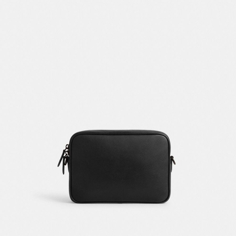 COACH® Charter Flap 24 Men Crossbody Bag Black | RKQG37418