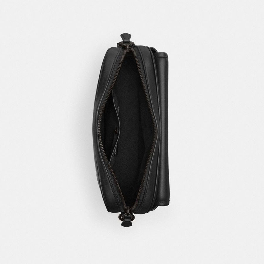 COACH® Charter Flap 24 Men Crossbody Bag Black | RKQG37418