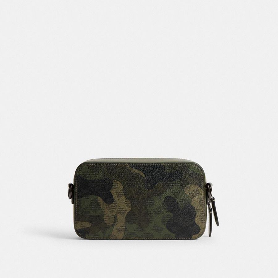 COACH® Charter Slim In Signature Camo Print Men Crossbody Bag Green | MSUZ02691