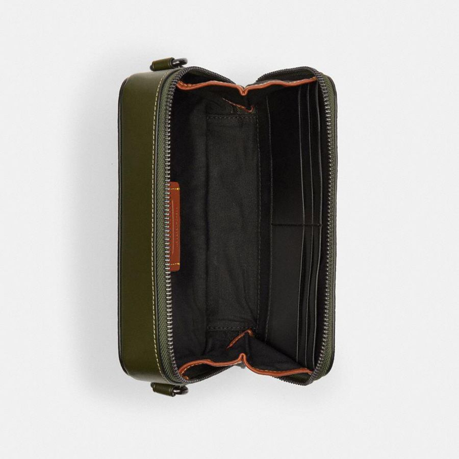 COACH® Charter Slim In Signature Camo Print Men Crossbody Bag Green | MSUZ02691