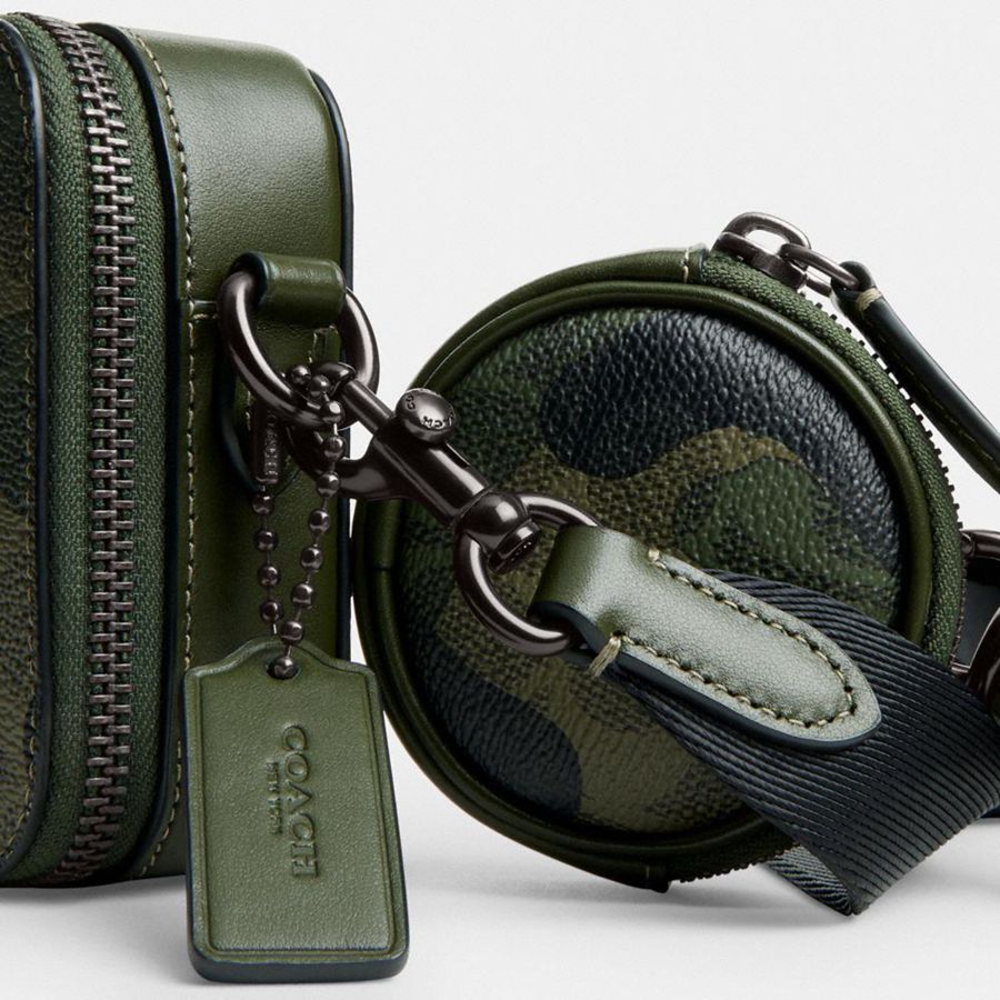 COACH® Charter Slim In Signature Camo Print Men Crossbody Bag Green | MSUZ02691