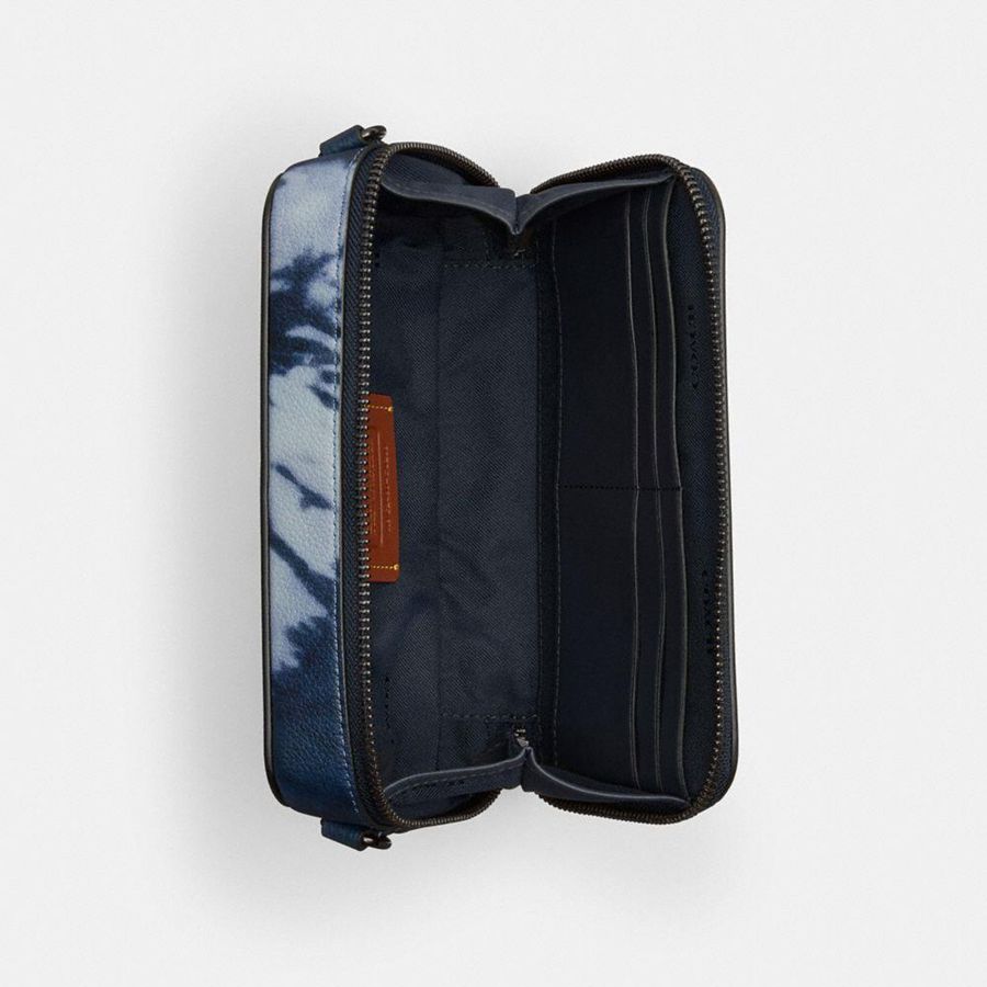 COACH® Charter Slim With Tie Dye Print Men Crossbody Bag Navy | XOMD16274