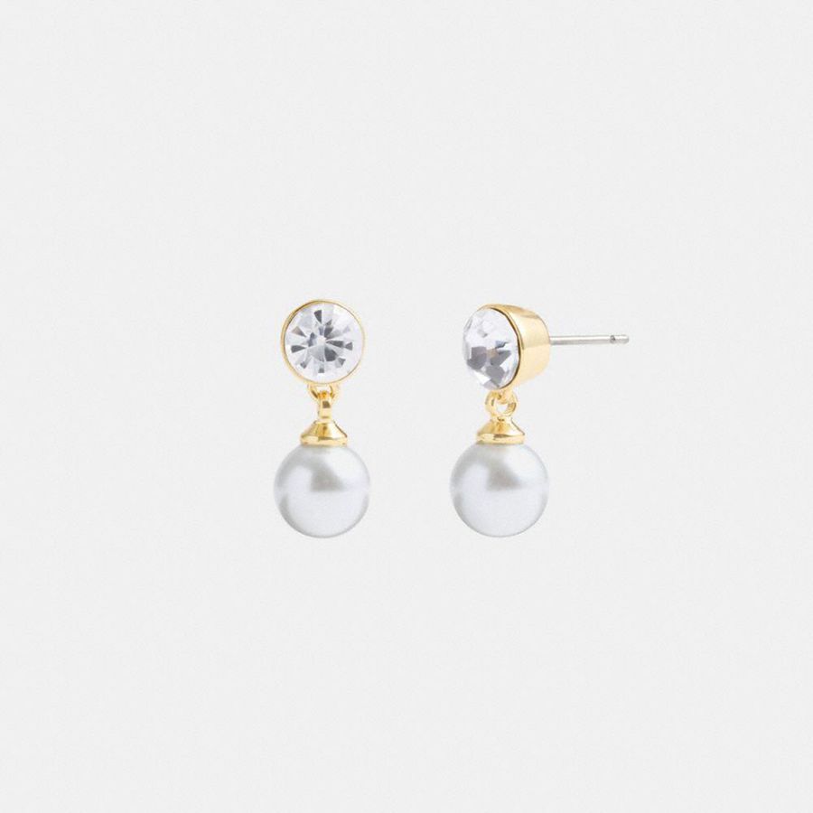 COACH® Classic Pearl Drop Earrings Women Jewelry Gold | SQHD27609