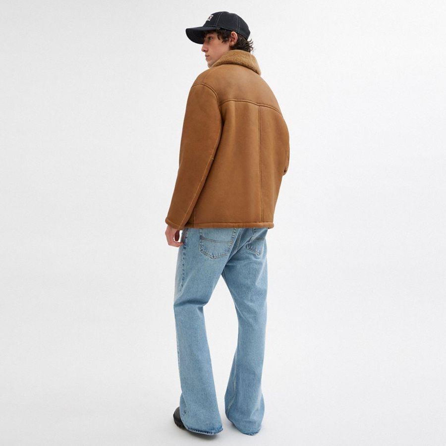 COACH® Classic Shearling Coat Men Jacket Brown | KBEC73895