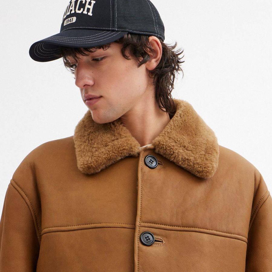 COACH® Classic Shearling Coat Men Jacket Brown | KBEC73895