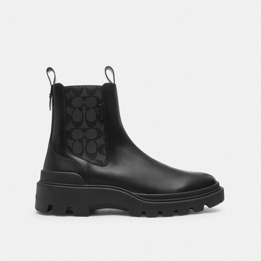 COACH® Colson With Signature Men Boots Black | GCUH79436