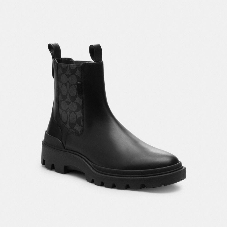 COACH® Colson With Signature Men Boots Black | GCUH79436