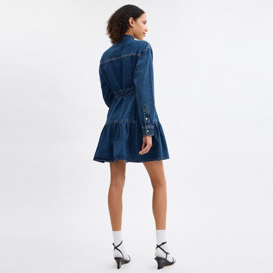 COACH® Denim Shirt Women Dress Blue | GBEA27046