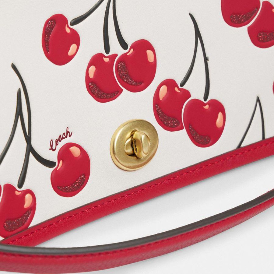 COACH® Dinky With Cherry Print Women Hobo Bag Red | EXIO36517