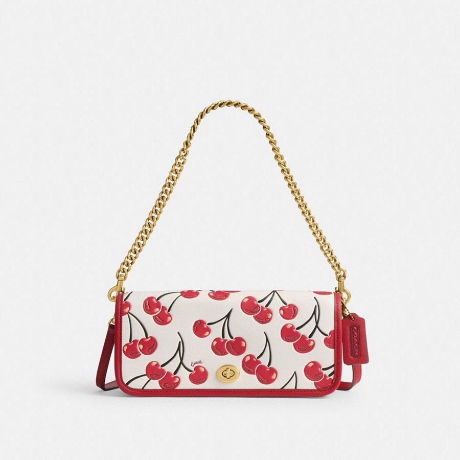 COACH® Dinky With Cherry Print Women Hobo Bag Red | EXIO36517