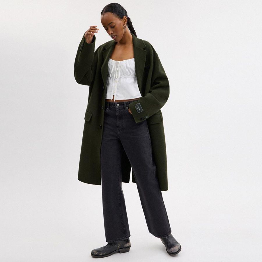 COACH® Double Faced Wool Women Coat Black | TMUB34825