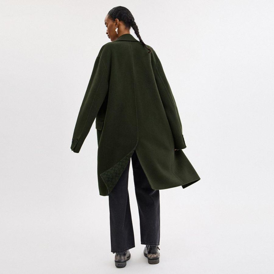 COACH® Double Faced Wool Women Coat Black | TMUB34825