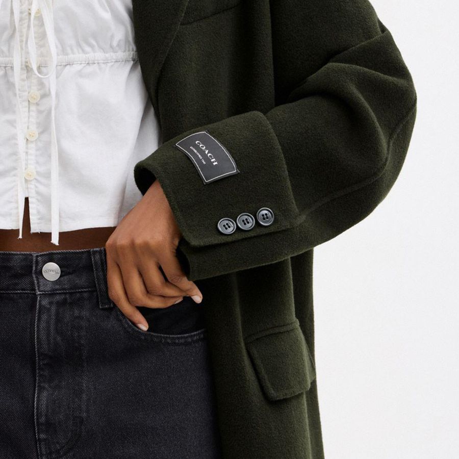 COACH® Double Faced Wool Women Coat Black | TMUB34825