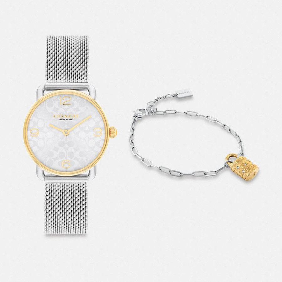 COACH® Elliot Gift Set, 28 Mm Women Watches Silver | ONVM15792