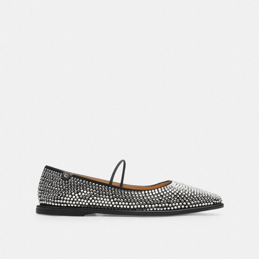 COACH® Emilia Mary Jane With Crystal Women Loafers Silver | SRHZ73162