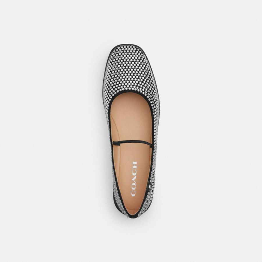 COACH® Emilia Mary Jane With Crystal Women Loafers Silver | SRHZ73162